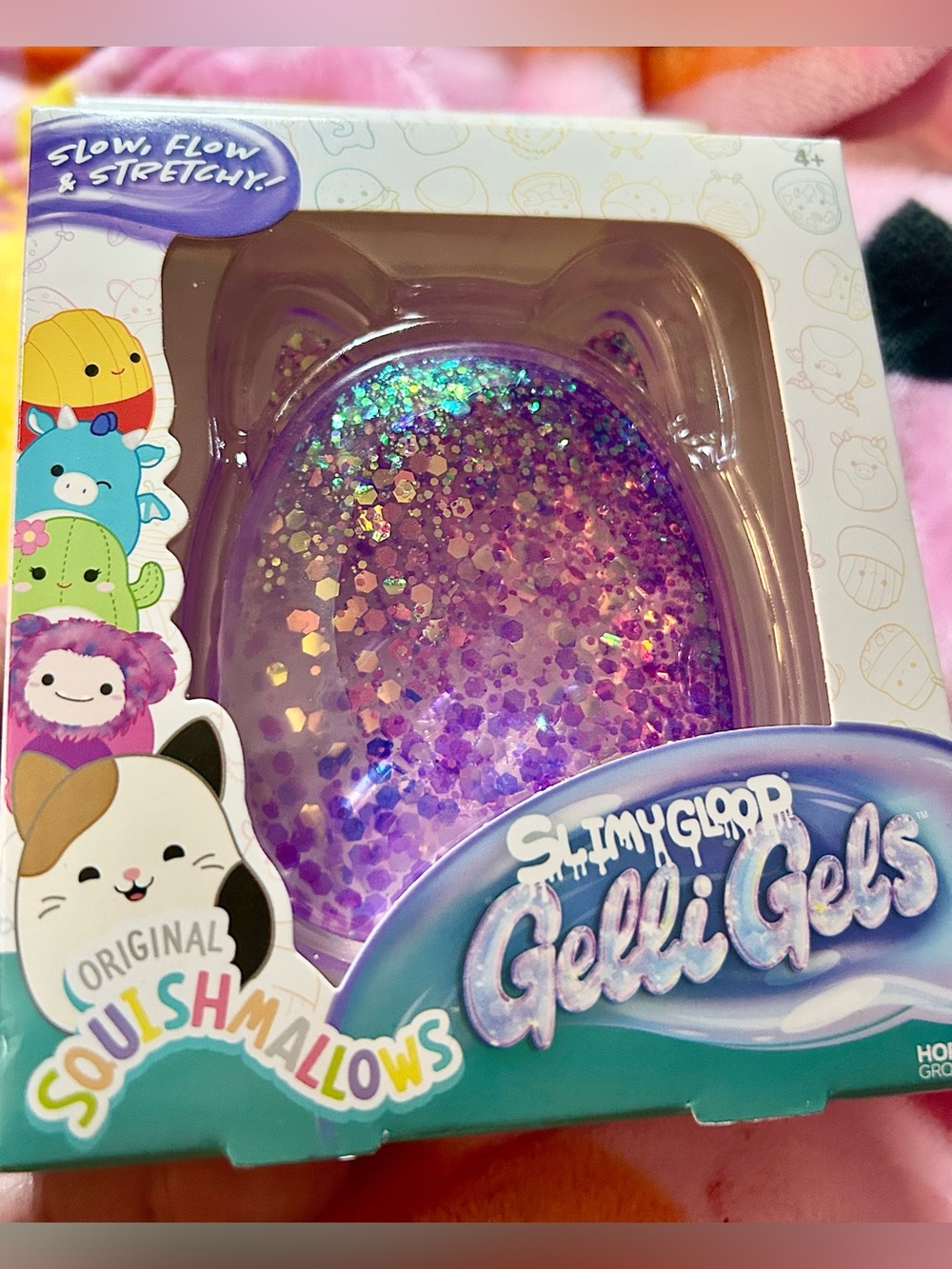 Squishmallows Purple Glitter Gelli Gels Cat Ear Slime NEW